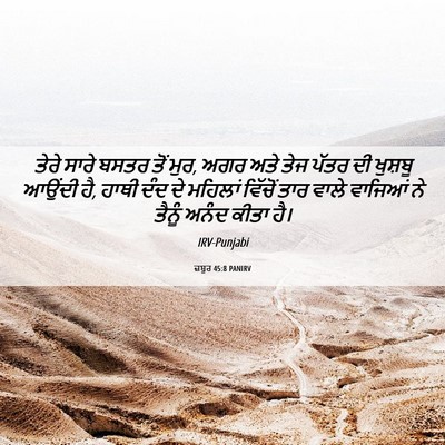 Picture 06 - ਜ਼ਬੂਰ 45:8 PANIRV - ਤੇਰੇ ਸਾਰੇ ਬਸਤਰ ਤੋਂ - Bible Verse Picture