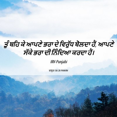 Picture 06 - ਜ਼ਬੂਰ 50:20 PANIRV - ਤੂੰ ਬਹਿ ਕੇ ਆਪਣੇ ਭਰਾ - Bible Verse Picture