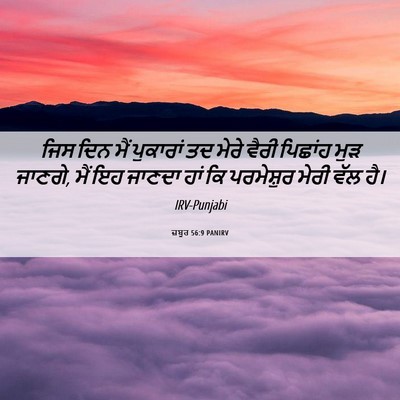 Picture 06 - ਜ਼ਬੂਰ 56:9 PANIRV - ਜਿਸ ਦਿਨ ਮੈਂ - Bible Verse Picture