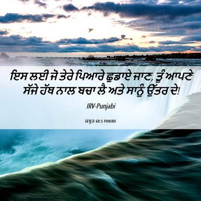 Picture 06 - ਜ਼ਬੂਰ 60:5 PANIRV - ਇਸ ਲਈ ਜੋ ਤੇਰੇ ਪਿਆਰੇ - Bible Verse Picture