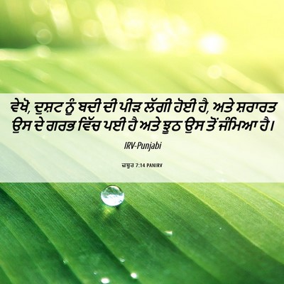 Picture 06 - ਜ਼ਬੂਰ 7:14 PANIRV - ਵੇਖੋ, ਦੁਸ਼ਟ ਨੂੰ ਬਦੀ - Bible Verse Picture