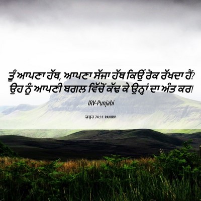 Picture 06 - ਜ਼ਬੂਰ 74:11 PANIRV - ਤੂੰ ਆਪਣਾ ਹੱਥ, ਆਪਣਾ - Bible Verse Picture