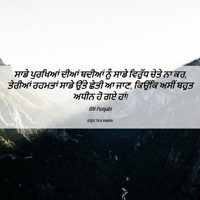 Picture 06 - ਜ਼ਬੂਰ 79:8 PANIRV - ਸਾਡੇ ਪੁਰਖਿਆਂ ਦੀਆਂ - Bible Verse Picture
