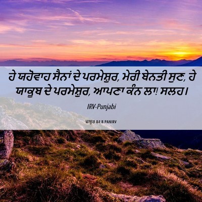 Picture 06 - ਜ਼ਬੂਰ 84:8 PANIRV - ਹੇ ਯਹੋਵਾਹ ਸੈਨਾਂ ਦੇ - Bible Verse Picture