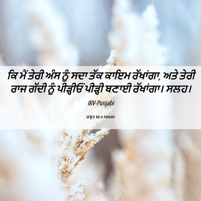 Picture 06 - ਜ਼ਬੂਰ 89:4 PANIRV - ਕਿ ਮੈਂ ਤੇਰੀ ਅੰਸ ਨੂੰ - Bible Verse Picture