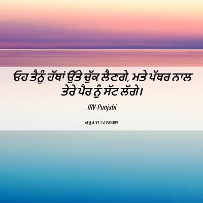 Picture 06 - ਜ਼ਬੂਰ 91:12 PANIRV - ਓਹ ਤੈਨੂੰ ਹੱਥਾਂ - Bible Verse Picture