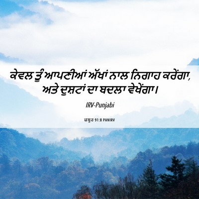 Picture 06 - ਜ਼ਬੂਰ 91:8 PANIRV - ਕੇਵਲ ਤੂੰ ਆਪਣੀਆਂ - Bible Verse Picture