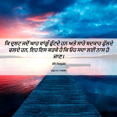 Picture 06 - ਜ਼ਬੂਰ 92:7 PANIRV - ਕਿ ਦੁਸ਼ਟ ਜਦੋਂ ਘਾਹ - Bible Verse Picture