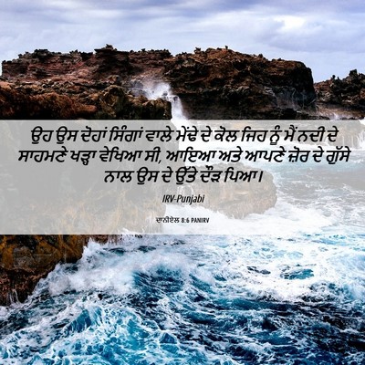 Picture 06 - ਦਾਨੀਏਲ 8:6 PANIRV - ਉਹ ਉਸ ਦੋਹਾਂ ਸਿੰਗਾਂ - Bible Verse Picture