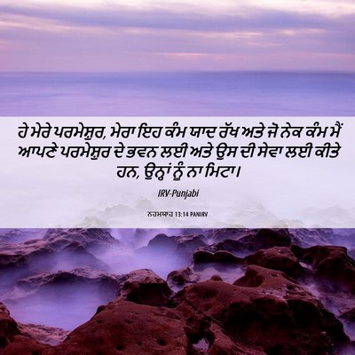 Picture 06 - ਨਹਮਯਾਹ 13:14 PANIRV - ਹੇ ਮੇਰੇ ਪਰਮੇਸ਼ੁਰ, - Bible Verse Picture