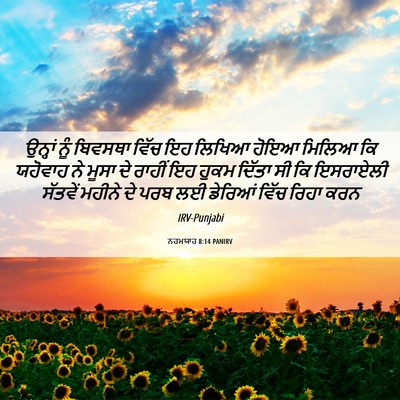Picture 06 - ਨਹਮਯਾਹ 8:14 PANIRV - ਉਨ੍ਹਾਂ ਨੂੰ ਬਿਵਸਥਾ - Bible Verse Picture