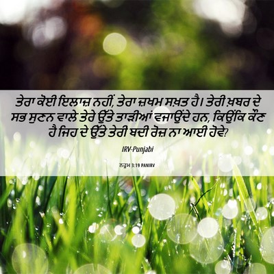 Picture 06 - ਨਹੂਮ 3:19 PANIRV - ਤੇਰਾ ਕੋਈ ਇਲਾਜ਼ - Bible Verse Picture