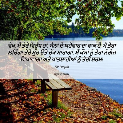 Picture 06 - ਨਹੂਮ 3:5 PANIRV - ਵੇਖ, ਮੈਂ ਤੇਰੇ - Bible Verse Picture