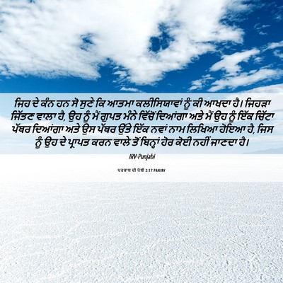 Picture 06 - ਪਰਕਾਸ਼ ਦੀ ਪੋਥੀ 2:17 PANIRV - ਜਿਹ ਦੇ ਕੰਨ ਹਨ ਸੋ - Bible Verse Picture