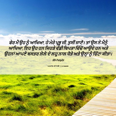 Picture 06 - ਪਰਕਾਸ਼ ਦੀ ਪੋਥੀ 7:14 PANIRV - ਫੇਰ ਮੈਂ ਉਹ ਨੂੰ - Bible Verse Picture