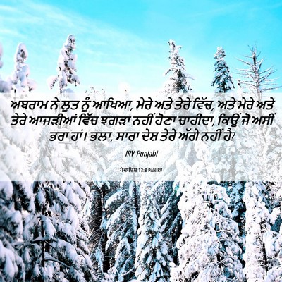 Picture 06 - ਪੈਦਾਇਸ਼ 13:8 PANIRV - ਅਬਰਾਮ ਨੇ ਲੂਤ ਨੂੰ - Bible Verse Picture