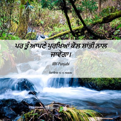 Picture 06 - ਪੈਦਾਇਸ਼ 15:15 PANIRV - ਪਰ ਤੂੰ ਆਪਣੇ - Bible Verse Picture