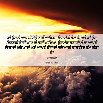 Picture 06 - ਪੈਦਾਇਸ਼ 20:5 PANIRV - ਕੀ ਉਸ ਨੇ ਆਪ ਹੀ - Bible Verse Picture