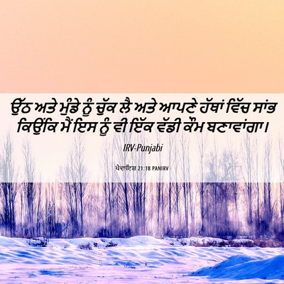 Picture 06 - ਪੈਦਾਇਸ਼ 21:18 PANIRV - ਉੱਠ ਅਤੇ ਮੁੰਡੇ ਨੂੰ - Bible Verse Picture