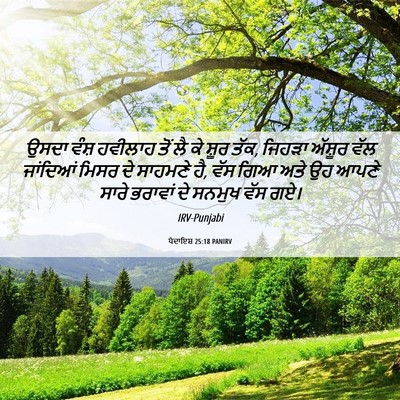 Picture 06 - ਪੈਦਾਇਸ਼ 25:18 PANIRV - ਉਸਦਾ ਵੰਸ਼ ਹਵੀਲਾਹ - Bible Verse Picture