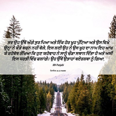 Picture 06 - ਪੈਦਾਇਸ਼ 26:22 PANIRV - ਤਦ ਉਹ ਉੱਥੋਂ ਅੱਗੇ - Bible Verse Picture