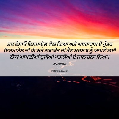 Picture 06 - ਪੈਦਾਇਸ਼ 28:9 PANIRV - ਤਦ ਏਸਾਓ ਇਸਮਾਏਲ ਕੋਲ - Bible Verse Picture