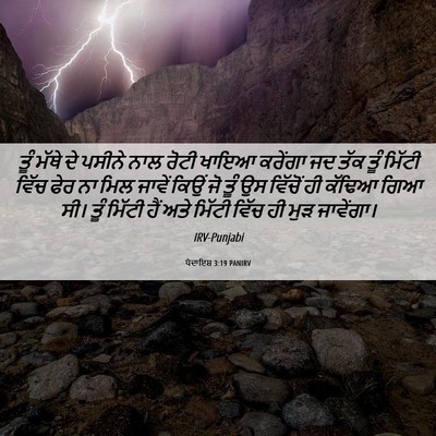 Picture 06 - ਪੈਦਾਇਸ਼ 3:19 PANIRV - ਤੂੰ ਮੱਥੇ ਦੇ ਪਸੀਨੇ - Bible Verse Picture