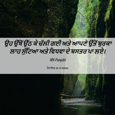 Picture 06 - ਪੈਦਾਇਸ਼ 38:19 PANIRV - ਉਹ ਉੱਥੋਂ ਉੱਠ ਕੇ - Bible Verse Picture