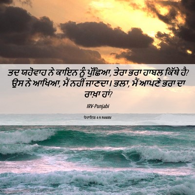 Picture 06 - ਪੈਦਾਇਸ਼ 4:9 PANIRV - ਤਦ ਯਹੋਵਾਹ ਨੇ ਕਾਇਨ - Bible Verse Picture