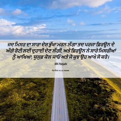 Picture 06 - ਪੈਦਾਇਸ਼ 41:55 PANIRV - ਜਦ ਮਿਸਰ ਦਾ ਸਾਰਾ - Bible Verse Picture