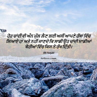 Picture 06 - ਪੈਦਾਇਸ਼ 43:22 PANIRV - ਹੋਰ ਚਾਂਦੀ ਵੀ ਅੰਨ - Bible Verse Picture