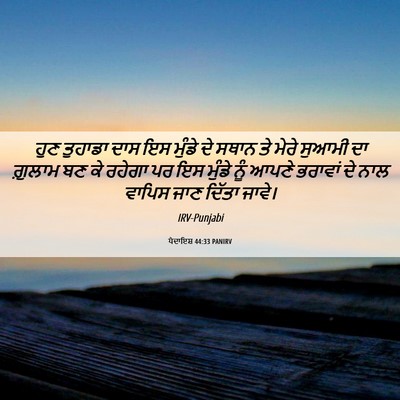 Picture 06 - ਪੈਦਾਇਸ਼ 44:33 PANIRV - ਹੁਣ ਤੁਹਾਡਾ ਦਾਸ ਇਸ - Bible Verse Picture