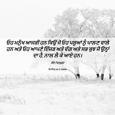 Picture 06 - ਪੈਦਾਇਸ਼ 46:32 PANIRV - ਓਹ ਮਨੁੱਖ ਆਜੜੀ ਹਨ - Bible Verse Picture