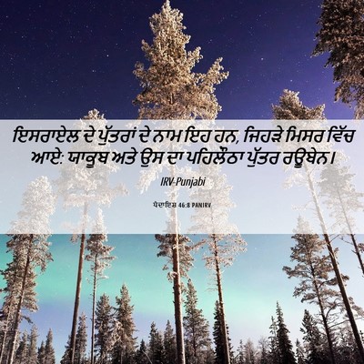 Picture 06 - ਪੈਦਾਇਸ਼ 46:8 PANIRV - ਇਸਰਾਏਲ ਦੇ ਪੁੱਤਰਾਂ - Bible Verse Picture