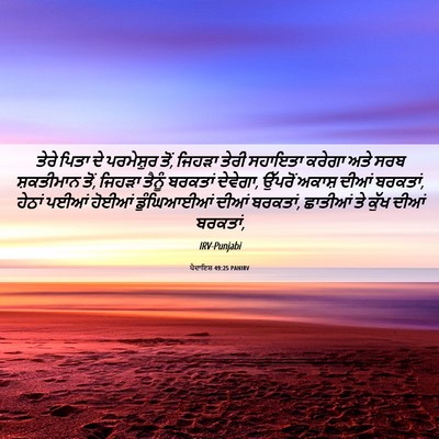 Picture 06 - ਪੈਦਾਇਸ਼ 49:25 PANIRV - ਤੇਰੇ ਪਿਤਾ ਦੇ - Bible Verse Picture