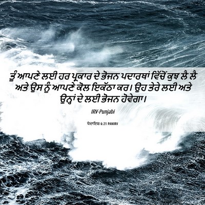 Picture 06 - ਪੈਦਾਇਸ਼ 6:21 PANIRV - ਤੂੰ ਆਪਣੇ ਲਈ ਹਰ - Bible Verse Picture