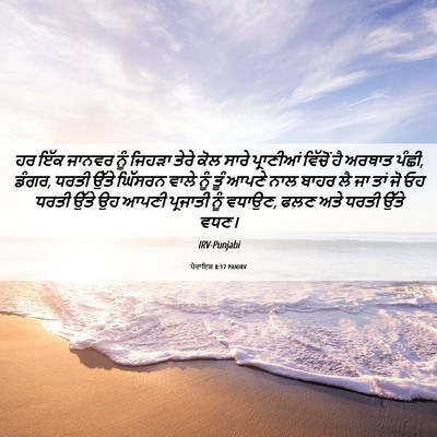 Picture 06 - ਪੈਦਾਇਸ਼ 8:17 PANIRV - ਹਰ ਇੱਕ ਜਾਨਵਰ ਨੂੰ - Bible Verse Picture
