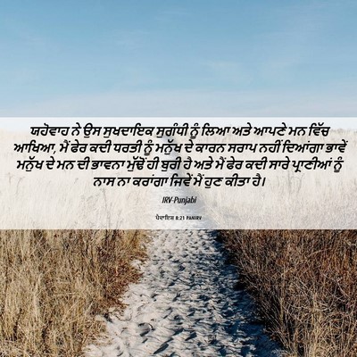 Picture 06 - ਪੈਦਾਇਸ਼ 8:21 PANIRV - ਯਹੋਵਾਹ ਨੇ ਉਸ - Bible Verse Picture