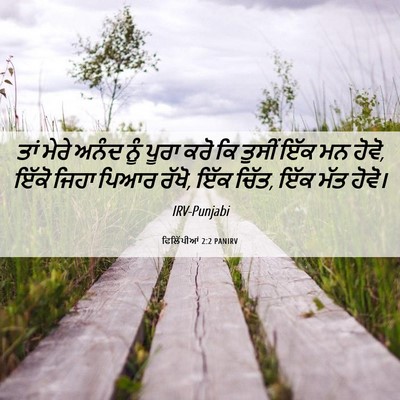 Picture 06 - ਫਿਲਿੱਪੀਆਂ 2:2 PANIRV - ਤਾਂ ਮੇਰੇ ਅਨੰਦ ਨੂੰ - Bible Verse Picture