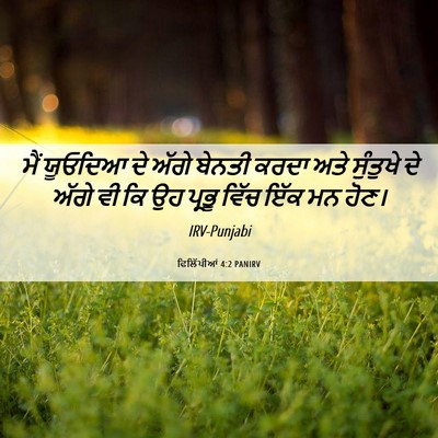 Picture 06 - ਫਿਲਿੱਪੀਆਂ 4:2 PANIRV - ਮੈਂ ਯੂਓਦਿਆ ਦੇ ਅੱਗੇ - Bible Verse Picture