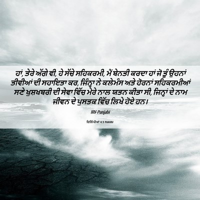 Picture 06 - ਫਿਲਿੱਪੀਆਂ 4:3 PANIRV - ਹਾਂ, ਤੇਰੇ ਅੱਗੇ ਵੀ, - Bible Verse Picture