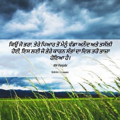Picture 06 - ਫਿਲੇਮੋਨ 1:7 PANIRV - ਕਿਉਂ ਜੋ ਭਰਾ, ਤੇਰੇ - Bible Verse Picture