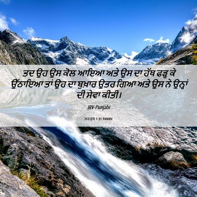 Picture 06 - ਮਰਕੁਸ 1:31 PANIRV - ਤਦ ਉਹ ਉਸ ਕੋਲ ਆਇਆ - Bible Verse Picture