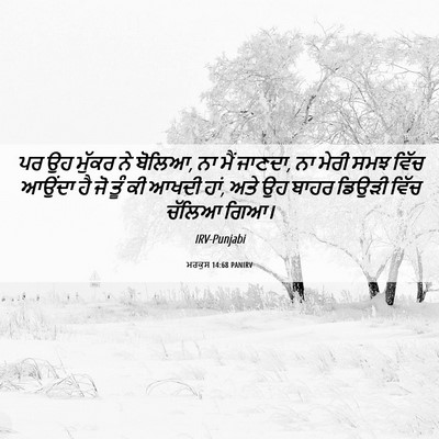 Picture 06 - ਮਰਕੁਸ 14:68 PANIRV - ਪਰ ਉਹ ਮੁੱਕਰ ਨੇ - Bible Verse Picture
