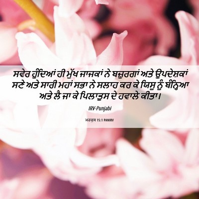 Picture 06 - ਮਰਕੁਸ 15:1 PANIRV - ਸਵੇਰ ਹੁੰਦਿਆਂ ਹੀ - Bible Verse Picture
