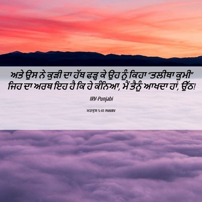 Picture 06 - ਮਰਕੁਸ 5:41 PANIRV - ਅਤੇ ਉਸ ਨੇ ਕੁੜੀ ਦਾ - Bible Verse Picture