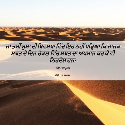 Picture 06 - ਮੱਤੀ 12:5 PANIRV - ਜਾਂ ਤੁਸੀਂ ਮੂਸਾ ਦੀ - Bible Verse Picture