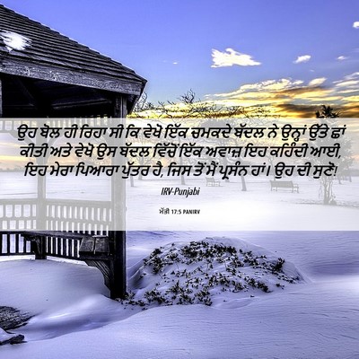 Picture 06 - ਮੱਤੀ 17:5 PANIRV - ਉਹ ਬੋਲ ਹੀ ਰਿਹਾ ਸੀ - Bible Verse Picture