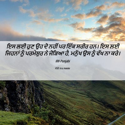Picture 06 - ਮੱਤੀ 19:6 PANIRV - ਇਸ ਲਈ ਹੁਣ ਉਹ ਦੋ - Bible Verse Picture