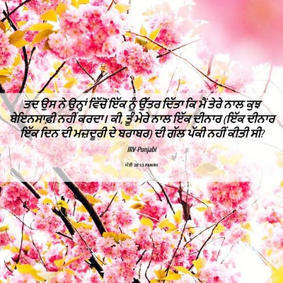 Picture 06 - ਮੱਤੀ 20:13 PANIRV - ਤਦ ਉਸ ਨੇ ਉਨ੍ਹਾਂ - Bible Verse Picture